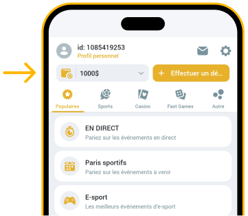 Cliquer sur la section “Dépôt” Télécharger Melbet Derniere Version